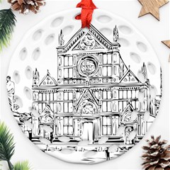 Line Art Architecture Church Italy Ornament (round Filigree) by Sapixe