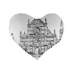 Line Art Architecture Church Italy Standard 16  Premium Heart Shape Cushions by Sapixe