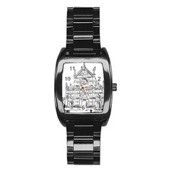 Line Art Architecture Church Italy Stainless Steel Barrel Watch by Sapixe