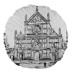 Line Art Architecture Church Italy Large 18  Premium Flano Round Cushions by Sapixe