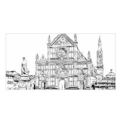 Line Art Architecture Church Italy Satin Shawl by Sapixe