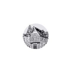 Line Art Architecture Old House 1  Mini Buttons by Sapixe