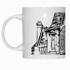 Line Art Architecture Old House White Mugs by Sapixe