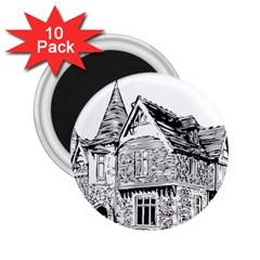 Line Art Architecture Old House 2 25  Magnets (10 Pack)  by Sapixe