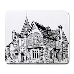 Line Art Architecture Old House Large Mousepads by Sapixe