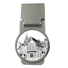 Line Art Architecture Old House Money Clips (round)  by Sapixe