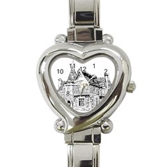 Line Art Architecture Old House Heart Italian Charm Watch by Sapixe