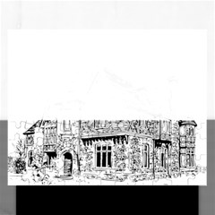 Line Art Architecture Old House Rectangular Jigsaw Puzzl by Sapixe