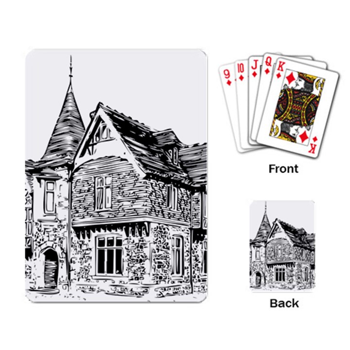 Line Art Architecture Old House Playing Card