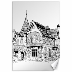 Line Art Architecture Old House Canvas 12  X 18   by Sapixe