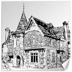 Line Art Architecture Old House Canvas 20  X 20   by Sapixe