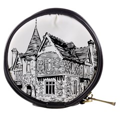 Line Art Architecture Old House Mini Makeup Bags by Sapixe