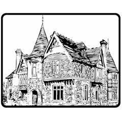 Line Art Architecture Old House Fleece Blanket (medium)  by Sapixe