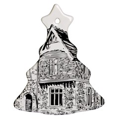 Line Art Architecture Old House Christmas Tree Ornament (two Sides) by Sapixe