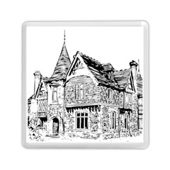 Line Art Architecture Old House Memory Card Reader (square)  by Sapixe