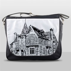 Line Art Architecture Old House Messenger Bags by Sapixe