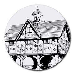 Line Art Architecture Vintage Old Round Mousepads by Sapixe