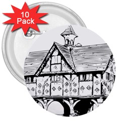 Line Art Architecture Vintage Old 3  Buttons (10 Pack)  by Sapixe