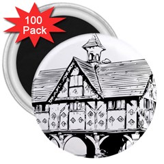 Line Art Architecture Vintage Old 3  Magnets (100 Pack) by Sapixe