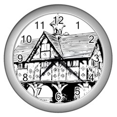 Line Art Architecture Vintage Old Wall Clocks (silver)  by Sapixe