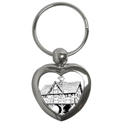 Line Art Architecture Vintage Old Key Chains (heart)  by Sapixe