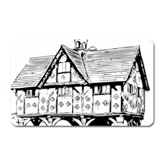 Line Art Architecture Vintage Old Magnet (rectangular) by Sapixe