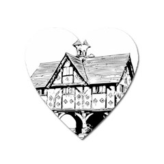 Line Art Architecture Vintage Old Heart Magnet by Sapixe