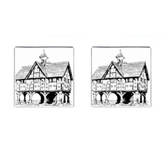 Line Art Architecture Vintage Old Cufflinks (square)