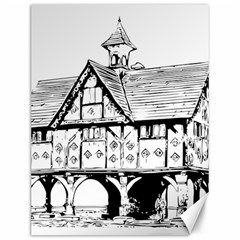 Line Art Architecture Vintage Old Canvas 12  X 16   by Sapixe