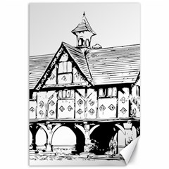 Line Art Architecture Vintage Old Canvas 12  X 18   by Sapixe