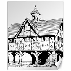 Line Art Architecture Vintage Old Canvas 11  X 14   by Sapixe