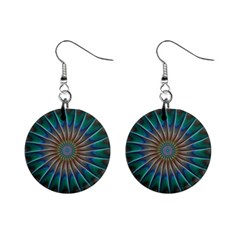 Fractal Peacock Rendering Mini Button Earrings by Sapixe