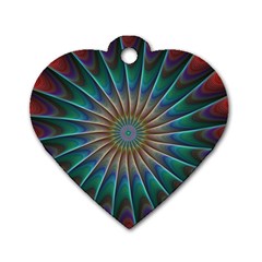 Fractal Peacock Rendering Dog Tag Heart (two Sides) by Sapixe