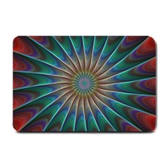 Fractal Peacock Rendering Small Doormat  by Sapixe