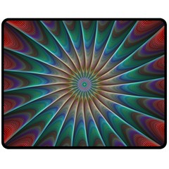 Fractal Peacock Rendering Fleece Blanket (medium)  by Sapixe