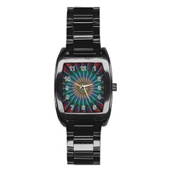 Fractal Peacock Rendering Stainless Steel Barrel Watch by Sapixe