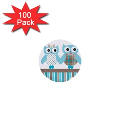 Owl Animal Daisy Flower Stripes 1  Mini Buttons (100 Pack)  by Sapixe