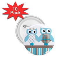 Owl Animal Daisy Flower Stripes 1 75  Buttons (10 Pack) by Sapixe