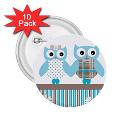 Owl Animal Daisy Flower Stripes 2 25  Buttons (10 Pack)  by Sapixe