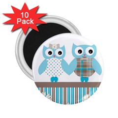 Owl Animal Daisy Flower Stripes 2 25  Magnets (10 Pack) 