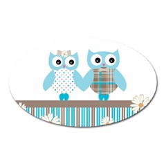 Owl Animal Daisy Flower Stripes Oval Magnet by Sapixe