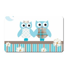 Owl Animal Daisy Flower Stripes Magnet (rectangular) by Sapixe