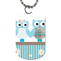 Owl Animal Daisy Flower Stripes Dog Tag (two Sides) by Sapixe