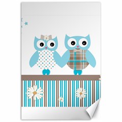 Owl Animal Daisy Flower Stripes Canvas 20  X 30   by Sapixe