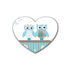 Owl Animal Daisy Flower Stripes Heart Coaster (4 Pack)  by Sapixe