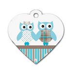 Owl Animal Daisy Flower Stripes Dog Tag Heart (One Side) Front