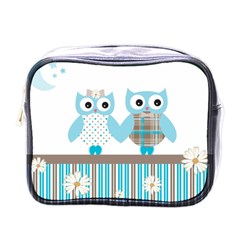 Owl Animal Daisy Flower Stripes Mini Toiletries Bags by Sapixe