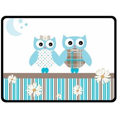 Owl Animal Daisy Flower Stripes Fleece Blanket (large)  by Sapixe