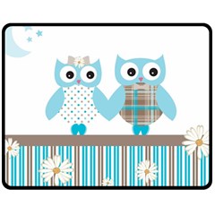 Owl Animal Daisy Flower Stripes Fleece Blanket (medium)  by Sapixe