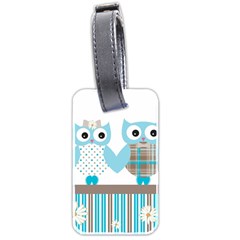 Owl Animal Daisy Flower Stripes Luggage Tags (two Sides) by Sapixe